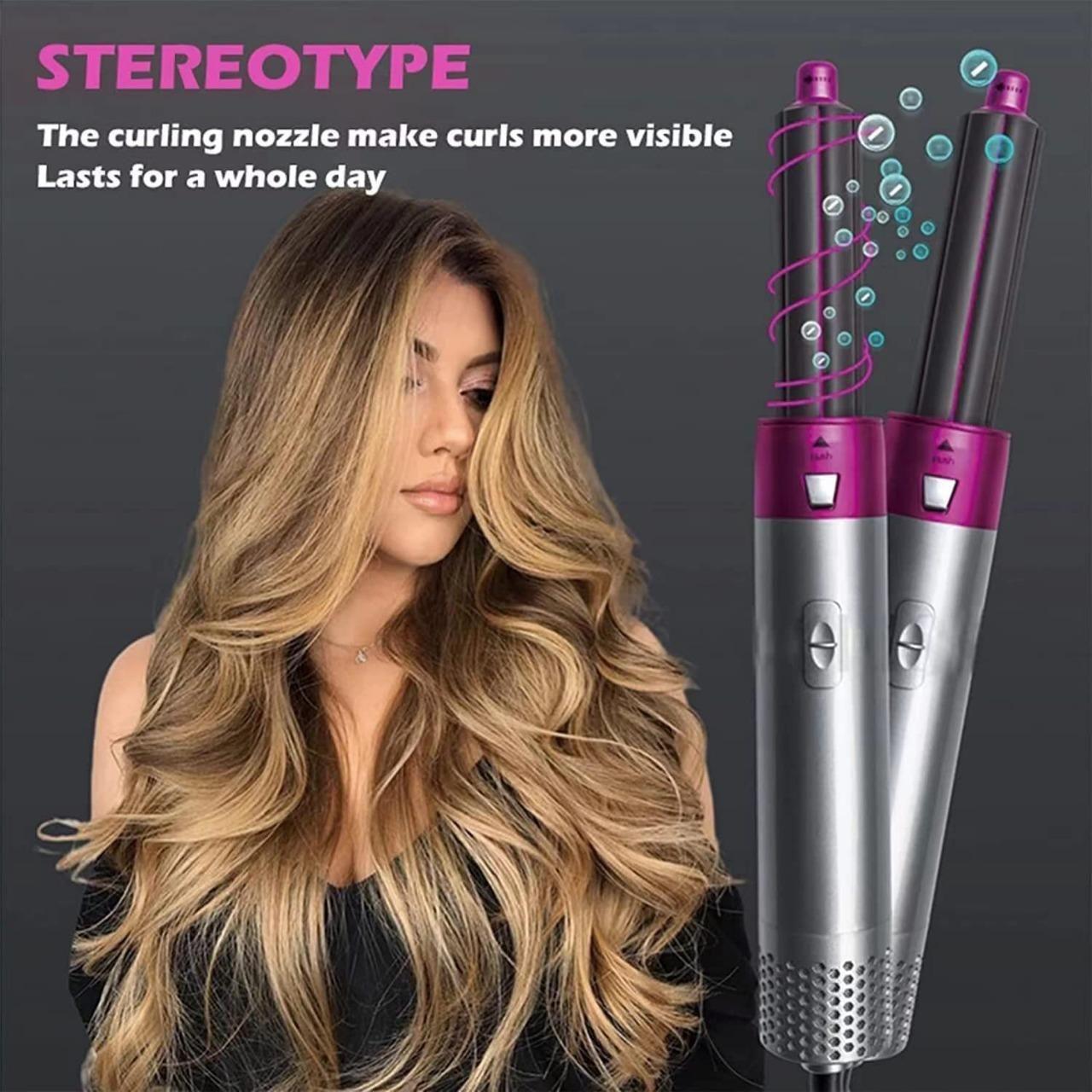 5 in 1 Multifunctional Hair Dryer Styling Tool, Detachable 5-in-1 Multi-Head Hot Air Comb, The Negative Ion Automatic Suction Hair Curler 2aua6y-9x