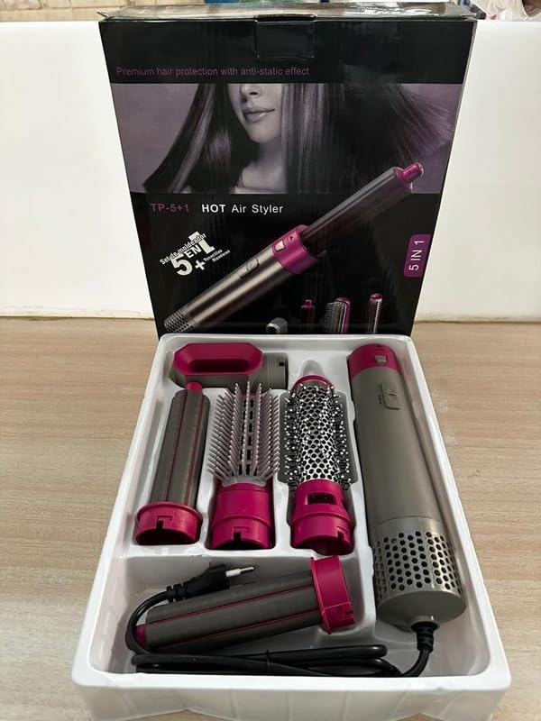 Trumstone (𝗦𝗽𝗲𝗰𝗶𝗮𝗹 𝟭 𝗬𝗲𝗮𝗿 𝗪𝗮𝗿𝗿𝗮𝗻𝘁𝘆) 5-in-1 Hair Dryer Brush: Salon-Quality Styling with Curling, Straightening, Drying & Anti-Frizz LIVINGO