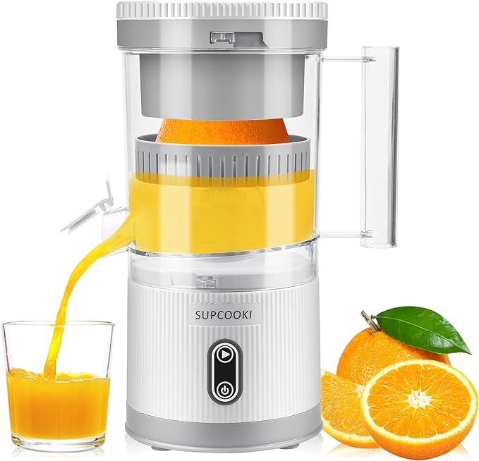 Electric Citrus Juicer, Rechargeable Juicer Machine with USB Cable and Cleaning Brush, Orange Lime Lemon Grapefruit Juicer Squeezer, Easy to Clean Portable Juicer LOTZON