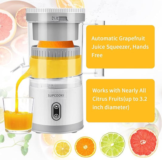 Electric Citrus Juicer, Rechargeable Juicer Machine with USB Cable and Cleaning Brush, Orange Lime Lemon Grapefruit Juicer Squeezer, Easy to Clean Portable Juicer LOTZON
