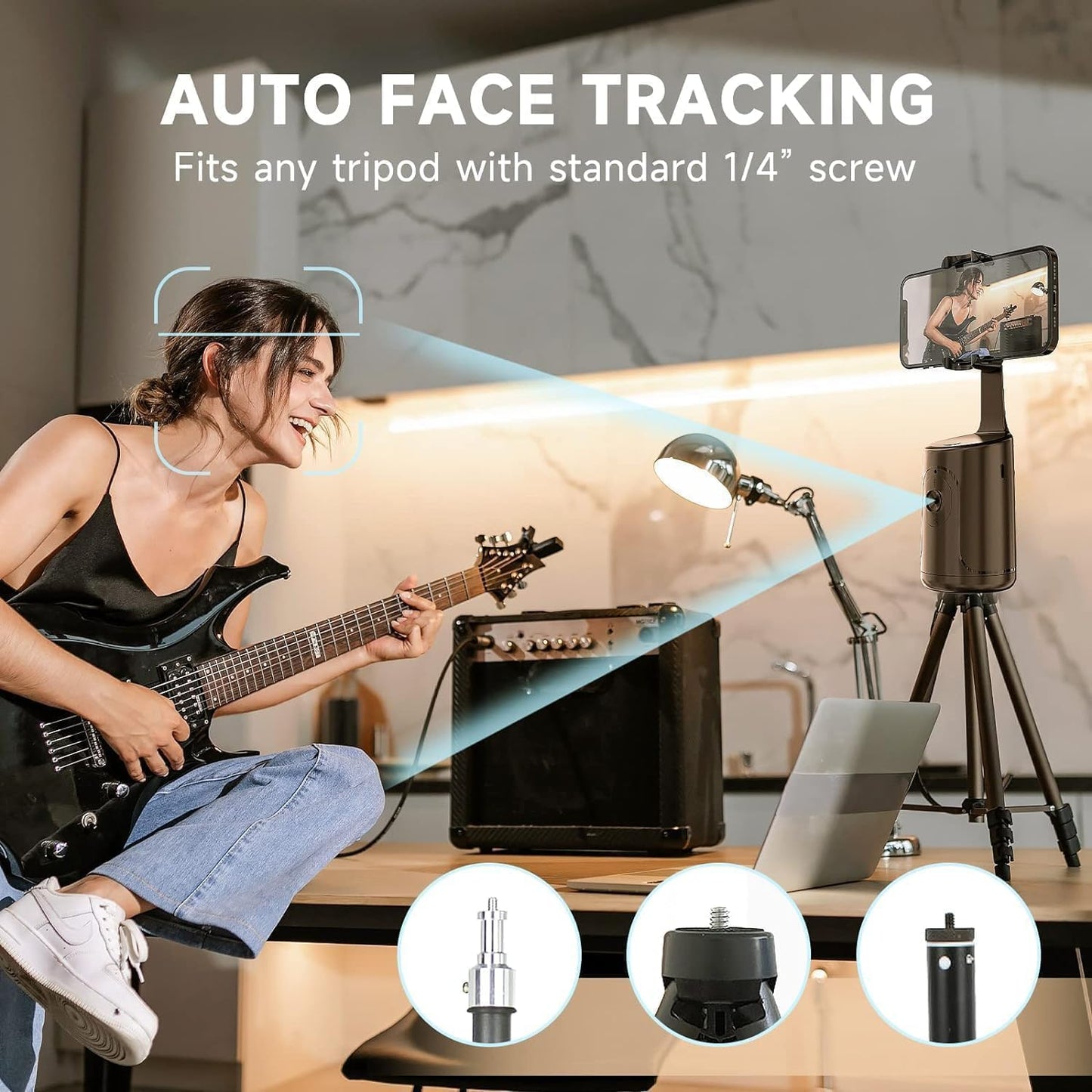 AI Auto Face Tracking Tripod (๐ฆ๐ฝ๐ฒ๐ฐ๐ถ๐ฎ๐น ๐ญ ๐ฌ๐ฒ๐ฎ๐ฟ ๐ช๐ฎ๐ฟ๐ฟ๐ฎ๐ป๐๐) | 360ยฐ Rotation Mobile Stand for Video Recording LIVINGO