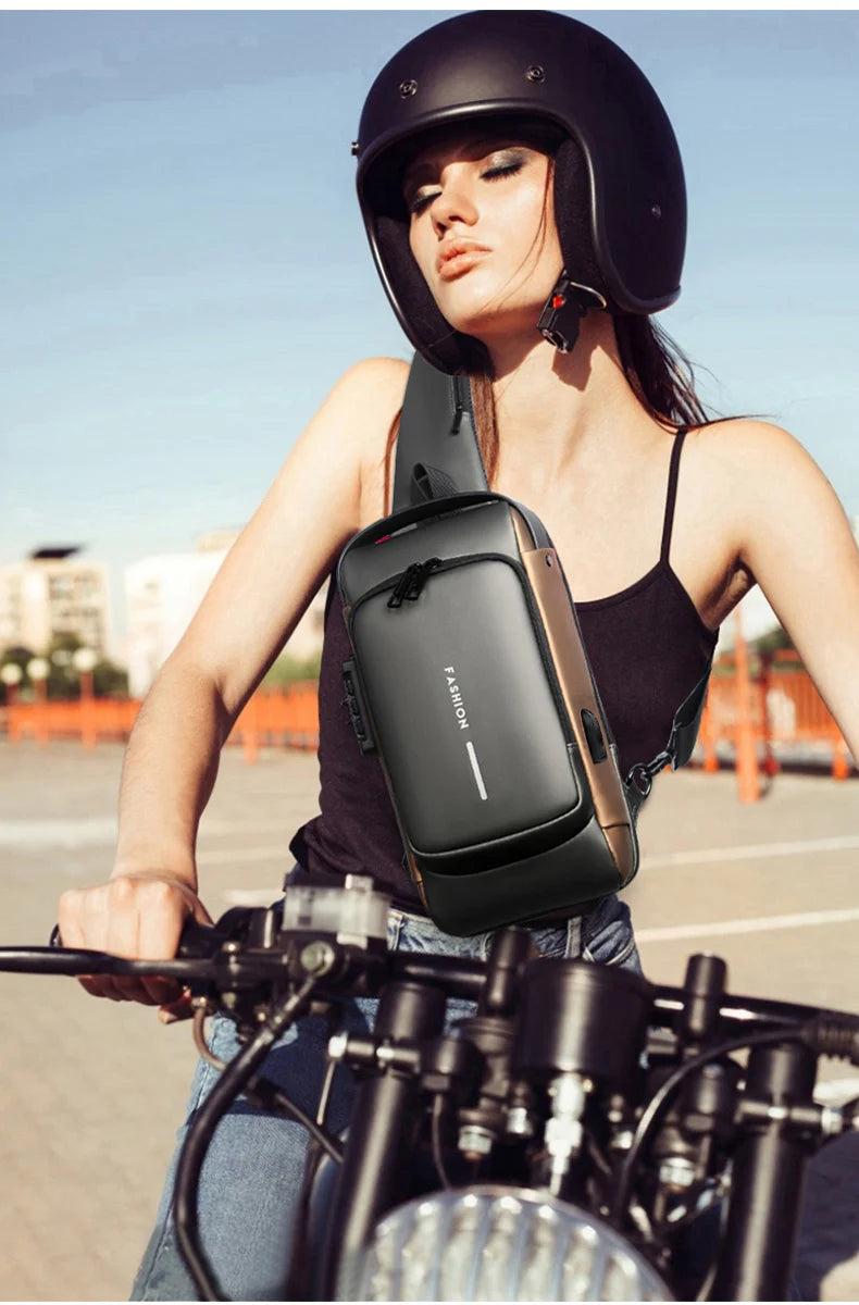 Sling Bag For Men Women, Anti-Theft Fashion Chest Bag with USB Charging Port LIVINGO