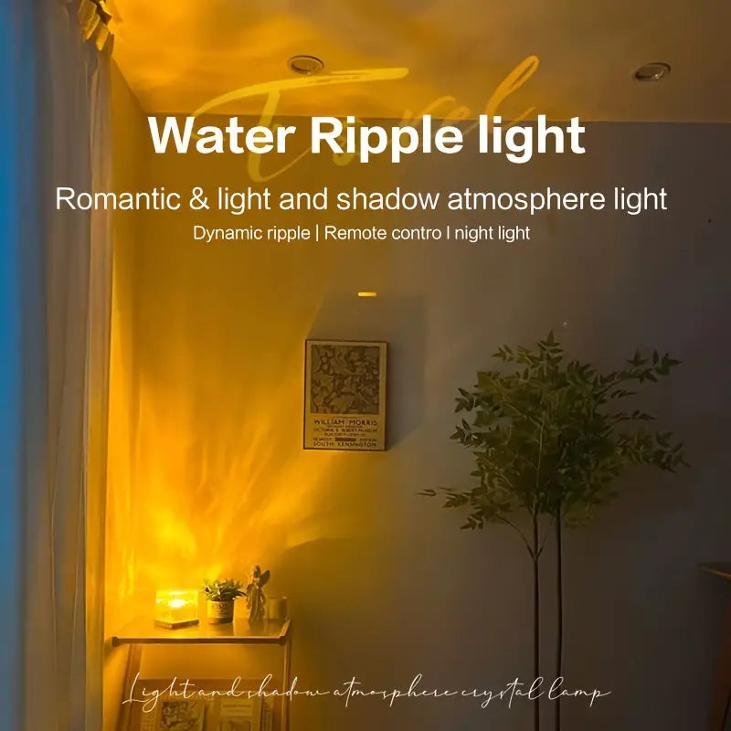 Dynamic Water Ripple Night Light - LED Projector Lamp for Bedroom and Gaming Room Decor LOTZON