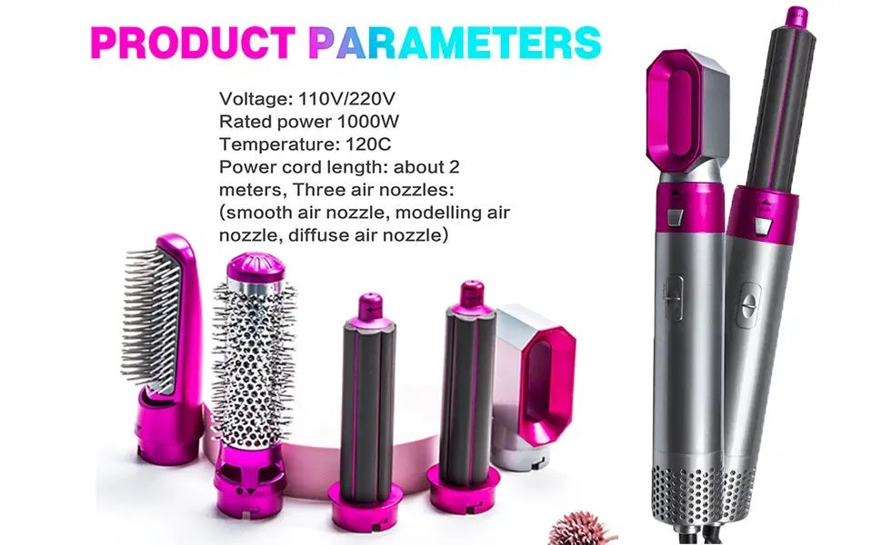 Trumstone (𝗦𝗽𝗲𝗰𝗶𝗮𝗹 𝟭 𝗬𝗲𝗮𝗿 𝗪𝗮𝗿𝗿𝗮𝗻𝘁𝘆) 5-in-1 Hair Dryer Brush: Salon-Quality Styling with Curling, Straightening, Drying & Anti-Frizz LIVINGO