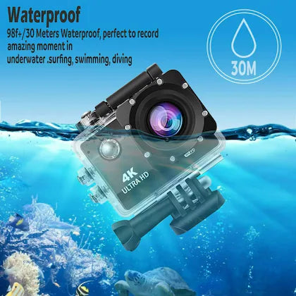 4K Sports Action Camera with Optical 16MP High Resolution with Wi-Fi | 4K Ultra HD Video Recording with 170 Degree Wide Angle Waterproof Underwater Camera LOTZON