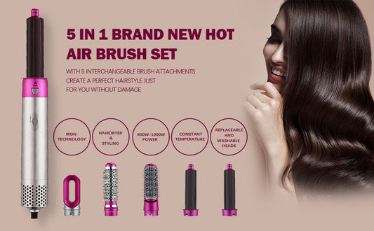 Trumstone (𝗦𝗽𝗲𝗰𝗶𝗮𝗹 𝟭 𝗬𝗲𝗮𝗿 𝗪𝗮𝗿𝗿𝗮𝗻𝘁𝘆) 5-in-1 Hair Dryer Brush: Salon-Quality Styling with Curling, Straightening, Drying & Anti-Frizz LIVINGO