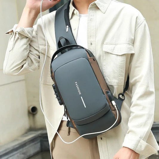 Sling Bag For Men Women, Anti-Theft Fashion Chest Bag with USB Charging Port LIVINGO