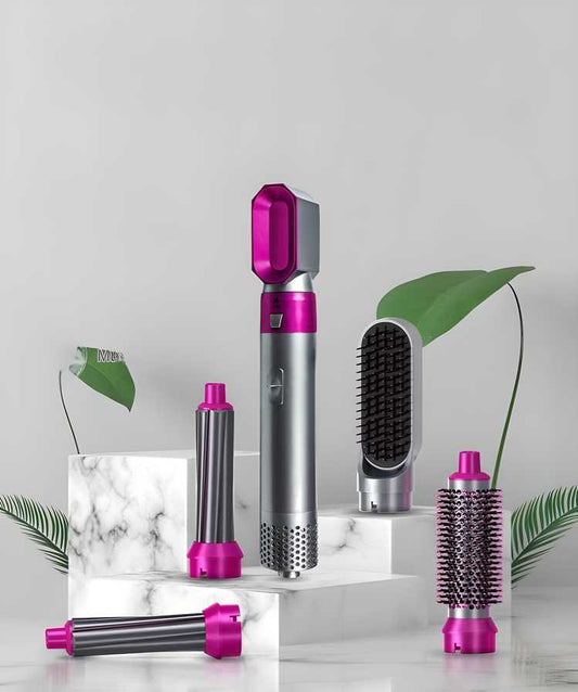 5 in 1 Multifunctional Hair Dryer Styling Tool, Detachable 5-in-1 Multi-Head Hot Air Comb, The Negative Ion Automatic Suction Hair Curler 2aua6y-9x