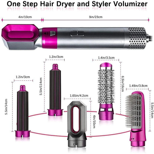 5 in 1 Multifunctional Hair Dryer Styling Tool, Detachable 5-in-1 Multi-Head Hot Air Comb, The Negative Ion Automatic Suction Hair Curler 2aua6y-9x