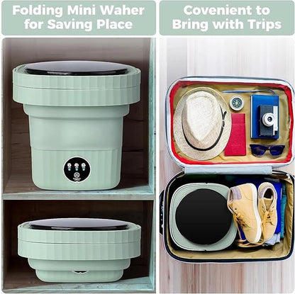 Portable Mini Foldable Washer and Spin Dryer (𝗦𝗽𝗲𝗰𝗶𝗮𝗹 𝟭 𝗬𝗲𝗮𝗿 𝗪𝗮𝗿𝗿𝗮𝗻𝘁𝘆) LOTZON