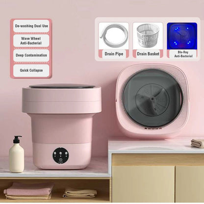 Portable Mini Foldable Washer and Spin Dryer (𝗦𝗽𝗲𝗰𝗶𝗮𝗹 𝟭 𝗬𝗲𝗮𝗿 𝗪𝗮𝗿𝗿𝗮𝗻𝘁𝘆) LOTZON